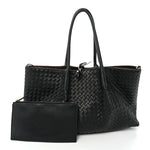 Calfskin Intrecciato Pinacoteca Reversible Tote Black Fondant