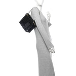 Patent Pony Hair Small Pocket Tote Black