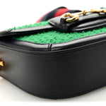 Casy Wool Azalea Calfskin Mini Horsebit 1955 Shoulder Bag Deep Emerald Blue
