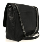 Grained Lambskin Monogram Large Niki Chain Satchel Black