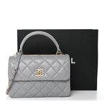 Lambskin Quilted Small Trendy CC Flap Dual Handle Bag Grey