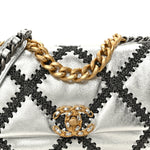 Metallic Calfskin Crochet Medium Chanel 19 Flap Silver