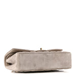 Suede Quilted Medium Double Flap Grey