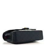 Lambskin Quilted Medium Double Flap Navy