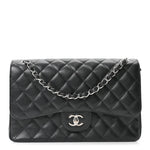 Caviar Quilted Jumbo Double Flap Black