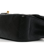 Caviar Quilted Medium Double Flap Black