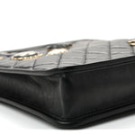 Aged Calfskin Small Charms Shopping Bag Black