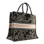 Canvas Embroidered Large Ornamental Cornely Book Tote Black Beige
