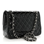 Patent Quilted Jumbo Double Flap Black