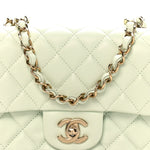Lambskin Quilted Mini Square Flap Light Green
