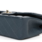 Caviar Quilted Small Double Flap Dark Grey