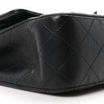 Lambskin Quilted Medium Double Flap Black