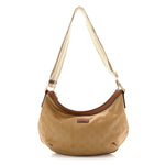 Nylon Monogram Web Medium Half Moon Hobo  Beige