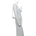 Calfskin Quilted Maxi Pearls Clutch With Chain  White