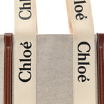 Cotton Calfskin Medium Woody Ribbon Tote White Brown