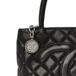 Caviar Quilted Medallion Tote Black