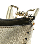 Metallic Pebbled Calfskin Small Rockstud Flip-Lock Messenger Bag Platino