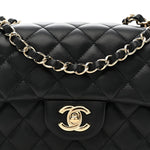 Lambskin Quilted Mini Rectangular Flap Black