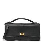 Smooth Calfskin Small Bel Air Clutch On Strap Black