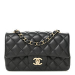 Lambskin Quilted Mini Rectangular Flap Black