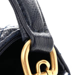 Shiny Caviar Quilted Mini Top Handle Flap Navy Blue