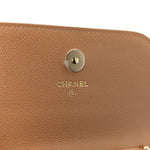 Caviar Quilted Business Affinity Clutch With Chain Flap Camel