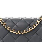 Lambskin Quilted Mini Pearl Crush Flap Dark Grey