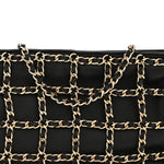 Lambskin Chain Frame Shoulder Bag Black