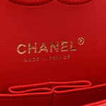 Iridescent Caviar Quilted Medium Double Flap Red
