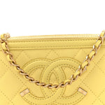 Caviar Quilted CC Filigree Clutch With Chain Yellow