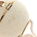 Swarovski Crystal Disco Ball Minaudiere Clutch White Gold