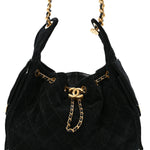 Suede Quilted Small Chanel 25 Handbag Black