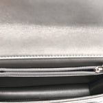 Metallic Goatskin Quilted Small Chic Pearls Flap Silver