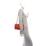 Caviar Quilted Medium Double Flap Light Red