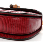 Moire Fabric Calfskin Rhinestone Monogram Monochrome Lizard Embossed Mini Bamboo 1947 Top Handle Chain Bag Red