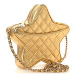 Metallic Lambskin Quilted Walk Of Fame Star Bag Gold