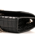 Calfskin Crocodile Embossed Small Classic Monogram Kate Tassel Satchel Black