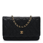 Caviar Quilted Wallet on Chain WOC Black
