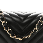 Lambskin Chevron Quilted Mini Square Flap Black