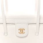 Shiny Caviar Preppy Coco Long Vanity With Strap White