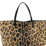 Textured Coated Canvas Leopard Print Large Antigona Tote