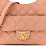 Caviar Quilted Wavy CC Hobo Beige
