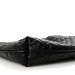 Lambskin Quilted Maxi Icare Shopping Tote Black