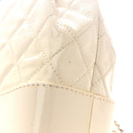 Patent Goatskin Quilted Small Gabrielle Backpack White