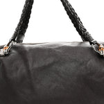 Pebbled Calfskin Large Bamboo Bar Tassel Shoulder Bag Dark Brown