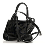 Patent Vegan Leather Small Shopping Bag Black Rainbow