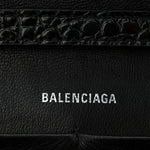 Shiny Calfskin Monochrome Crocodile Embossed Hourglass Chain Bag Black