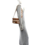 Vitello Seta FF Ajour Embroidered Baguette Brandy