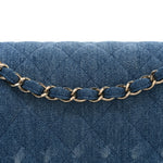 Denim Quilted Medium Double Flap Blue