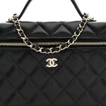Caviar Quilted Top Handle Slim Vanity With Chain Black